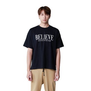 เสื้อยืดผ้าฝ้าย 100%DBGS เสื้อยืดคอกลม ทรง Oversize สีดำ พิมพ์ลาย Believe have alive for the futureS-3XL