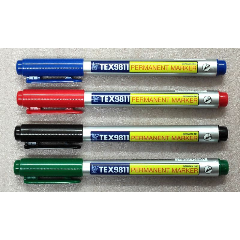 ปากกาเคมี-permanent-marker-tex9811สีน้ำเงิน-แดง-ดำ-เขียว-1ด้าม