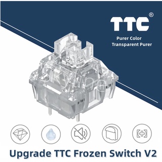 สินค้า Ttc Frozen Switch V2 คีย์บอร์ดเมคคานิคอล แบบใส ไร้เสียง 39 กรัม 3 พิน สัมผัสเหมือนมือ สีทอง ชมพู RGB