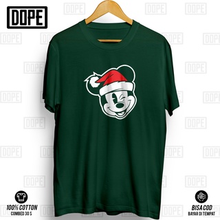 เสื้อยืด พิมพ์ลาย Mickey Mouse Santa Christmas Distro V-7 DOPE คุณภาพดี