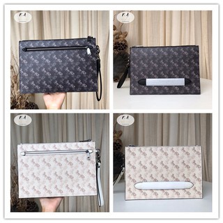 F.A (ของแท้ 100%) Coach 91277 Hot Sale New Mens Clutch / Wrist Bag / Storage Bag / Carriage Pattern / Unisex Handbag