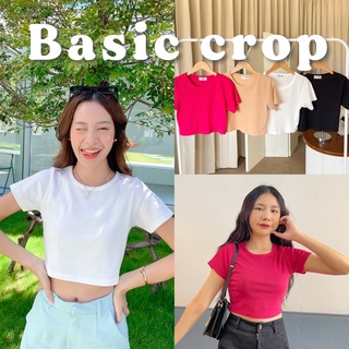 ( 1 บาทเฉพาะลูกค้าใหม่ ) Basic crop เสื้อครอปคอกลม ผ้าร่อง💕✨