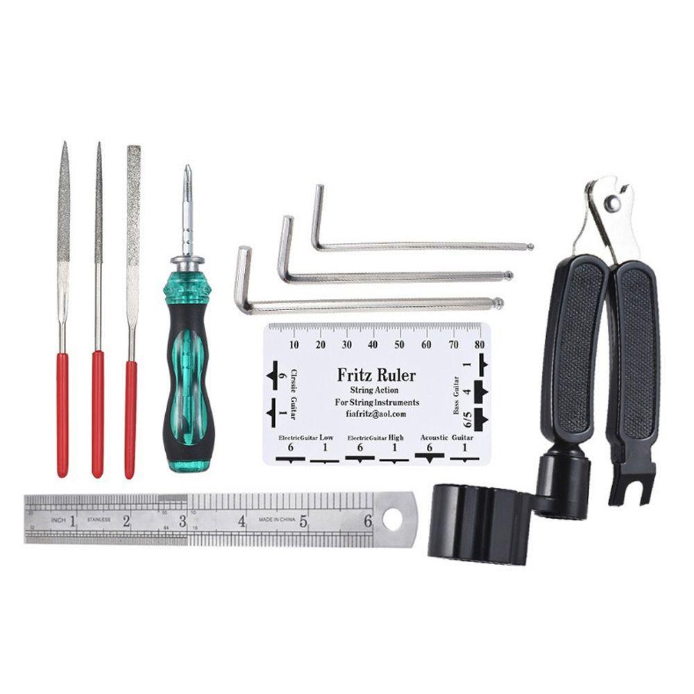 Roxul 11PCS ชุดเครื่องมือกีตาร์ประแจปรับแต่งดนตรี Leveling Action ไม้ ...
