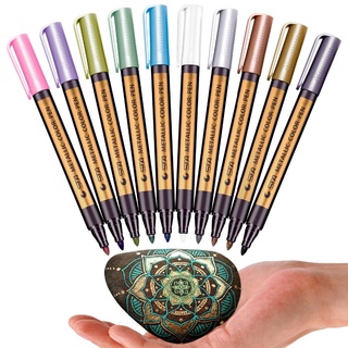 Sta ปากกามาร์กเกอร์ สีเมทัลลิก 10 สี สําหรับวาดภาพบนเซรามิก แก้ว พลาสติก สมุดภาพ