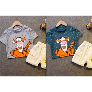 ชุดเด็กน่ารัก ชุดเด็กเล็ก เสื้อยืดลาย tigger สีเทา พร้อมกางเกง