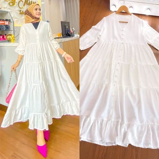 Katun Livy Midi Dress วัสดุผ้าฝ้ายเรยอน Sogan Midi Dress Rayon เสื้อผ้าผู้หญิงล่าสุด Viral Midi Dress มุสลิมสไตล์เกาหลีปุ่มเต็ม