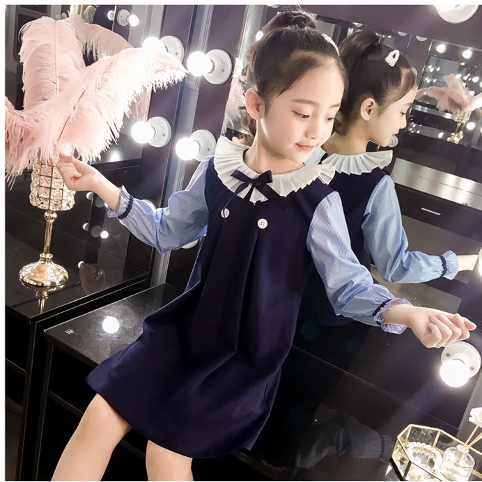 coco-baby-ชุดเดรสเด็กโต-แขนยาว-สีกรม-รุ่น-b4005