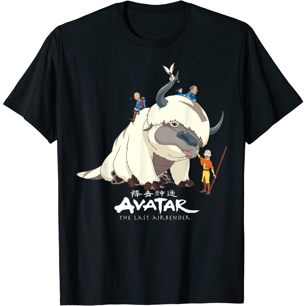 เสื้อยืด-ผ้าฝ้าย-พิมพ์ลาย-avatar-the-last-airbender-appa-group-shot-สําหรับผู้ชาย