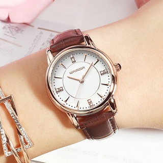 SANDA Leather Women Watches Ladies Luxury Brand Crystal Wrist Watch Dress Female Clock Relogio Feminino Montre Femme