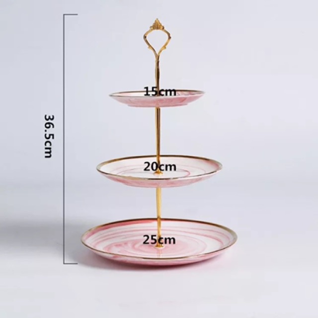 ชั้นวางโชว์-วางของหวาน-ผลไม้-เค้ก-ถาดหินอ่อน3ชั้น