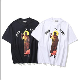 Tshirtคอลูกเรือcrew neckเสื้อยืดใหม่Kanye Cpfm West &amp; Jesus Is King เสื้อยืดแขนสั้นลําลองทรงหลวมรหัสเต็ม-4XL