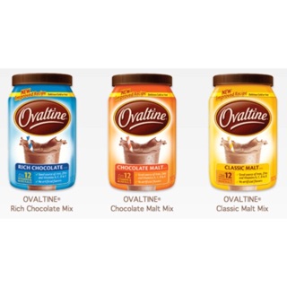 Ovaltine โอวัลติน chocolate malt/rich chocolate/ classic malt ปริมาณ 340 กรัม (ขวดสีส้มเปลี่ยนแพ็คเกจค่า)