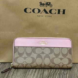 Coach ACCORDION ZIP WALLET IN SIGNATURE CANVAS แท้💯outlet