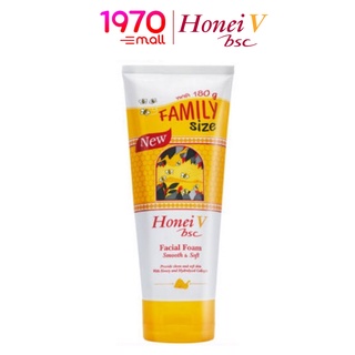 HONEI V BSC FACIAL FOAM FAMILY SIZE 180g. โฟมล้างหน้าน้ำผึ้ง สูตรยอดนิยม ผิวหน้าสะอาดเรียบเนียน นุ่มชุ่มชื่น