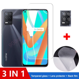 3-in-1 ฟิล์มกระจก Realme 8 5G กระจกนิรภัย Realme 8 5G 7 7i 5 Pro C17 C15 Narzo 20 20A 10 ป้องกันหน้าจอ ฟิล์มกระจกกันเลนส์กล้อง &amp; ฟิล์มหลัง