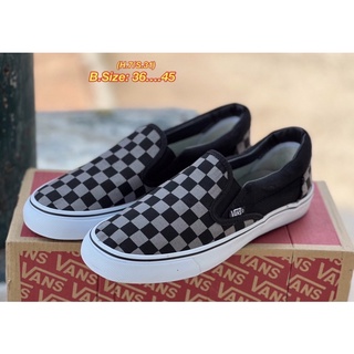 ภาพขนาดย่อของสินค้าVans slip on(ตารางเทาดำ/ยางยืดดำ)sz.36-45