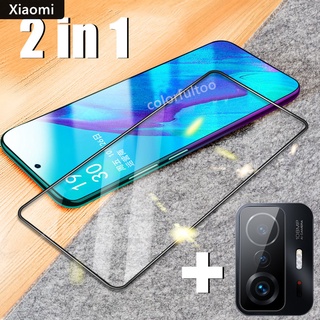 2 In 1 ฟิล์มกระจกนิรภัยกันรอยหน้าจอสําหรับ Xiaomi 11T 11 T Pro ฟิล์มป้องกันเลนส์กล้องสําหรับ Xiomi 11T Pro
