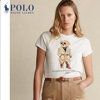 เสื้อยืดอินเทรนด์ผู้ชายอินเทรนด์ผู้หญิงRalph Lauren/Ralph Lauren เสื้อโปโลแขนสั้นพิมพ์ลายหมีสําหรับสตรีS-3XL