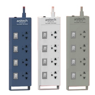 Anitech ปลั๊กไฟ มอก.4 ช่อง 4 สวิทช์ สายยาว 3 เมตร รุ่น H3134 รับประกันสูงสุด 10 ปี
