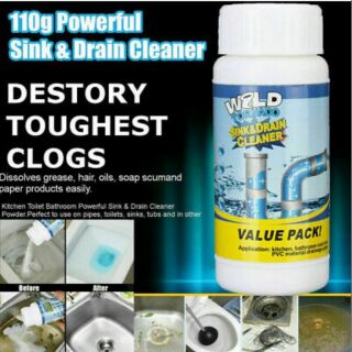 ผงละลายแก้ท่อตันwild tornado Sink&drain cleaner