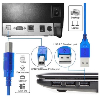 ภาพขนาดย่อของภาพหน้าปกสินค้าสาย ปริ้นเตอร์ USB Printer Cable USB 2.0 มีความยาว 1.8 / 3 / 5 / 10 เมตร (Blue) จากร้าน buyokshop บน Shopee