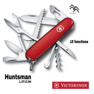 มีด VICTORINOX แท้ รุ่น Huntsman มีดพกพาขนาดกลาง 15 Functions สำหรับพรานป่ามืออาชีพ ของแท้ MADE IN SWITZERLAND