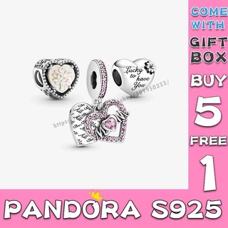 Pandora จี้สัญลักษณ์เงินสเตอร์ลิง S925 รูปหัวใจ และหัวใจ ของขวัญวันเกิด สําหรับสุภาพสตรี p825