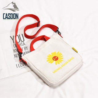 CASDON-กระเป๋าสะพาย กระเป๋าผ้าแฟชั่น สไตล์เกาหลี รุ่น QX-A19 ผ้าแคนวาสสกรีนลายดอกไม้ พร้อมส่งจากไทย