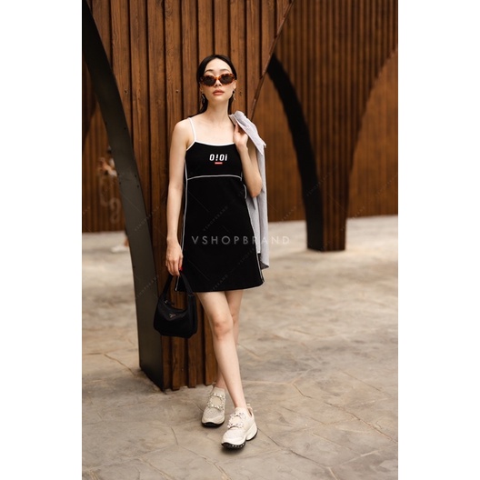code-8606-set-เดรสสายเดี่ยว-เชิ๊ตลายริ้ว-งานป้าย-vshopbrand