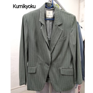 //S-02// เสื้อสูท "แบรนด์ KUMIKYOKU" สีเขียว ลายทาง สินค้าพร้อมส่ง