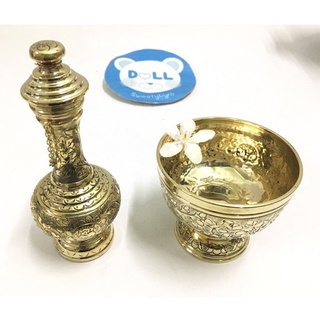 Brass Byfa F1124 ชุดกรวดน้ำทองเหลืองตอกลายดอกไม้6.8"  ทองเหลืองแท้งานสวย(KKH)