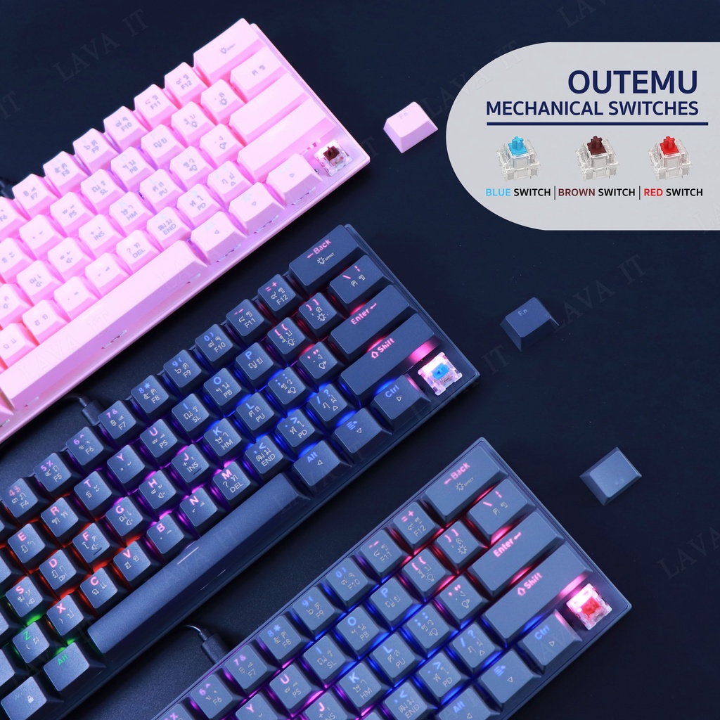 ภาพสินค้าTsunami MK-61 Mini 60% Outemu Switch Gaming Keyboard (TH/EN) คีย์บอร์ดเกมมิ่ง (รับประกันสินค้า 2 ปี) จากร้าน lava_it บน Shopee ภาพที่ 5