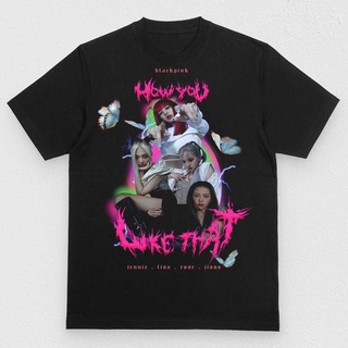 【hot tshirts】Blackpink Vintage Rap tee เสื้อ HOW YOU LIKE THAT - T เสื้อ Kpop jennie jisoo ผู้หญิงสีดำสีชมพู 2022