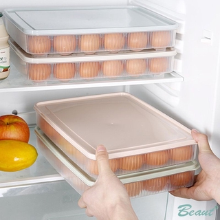 ☀ กล่องพลาสติก 24 ช่อง กันฝุ่น แบบพกพา วางซ้อนกันได้ สําหรับเก็บอาหาร ในตู้เย็น ☞ความงาม