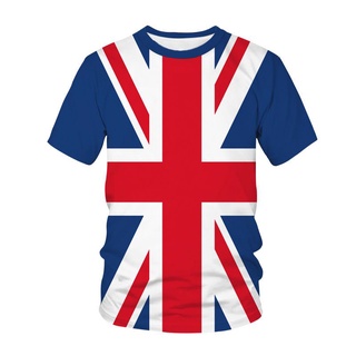 【ใหม่】เสื้อยืดลําลอง แขนสั้น พิมพ์ลายธงอังกฤษ Union Jack 3d โอเวอร์ไซซ์ เรียบง่าย สําหรับผู้ชาย ผู้หญิง