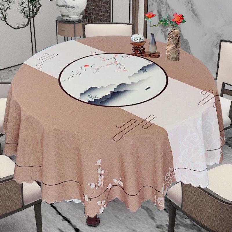 ผ้าปูโต๊ะ-ผ้าปูโต๊ะกลม-สไตล์จีน-กันน้ำมัน-กันน้ำ-กันน้ำร้อนลวก-ลายสวยมาก