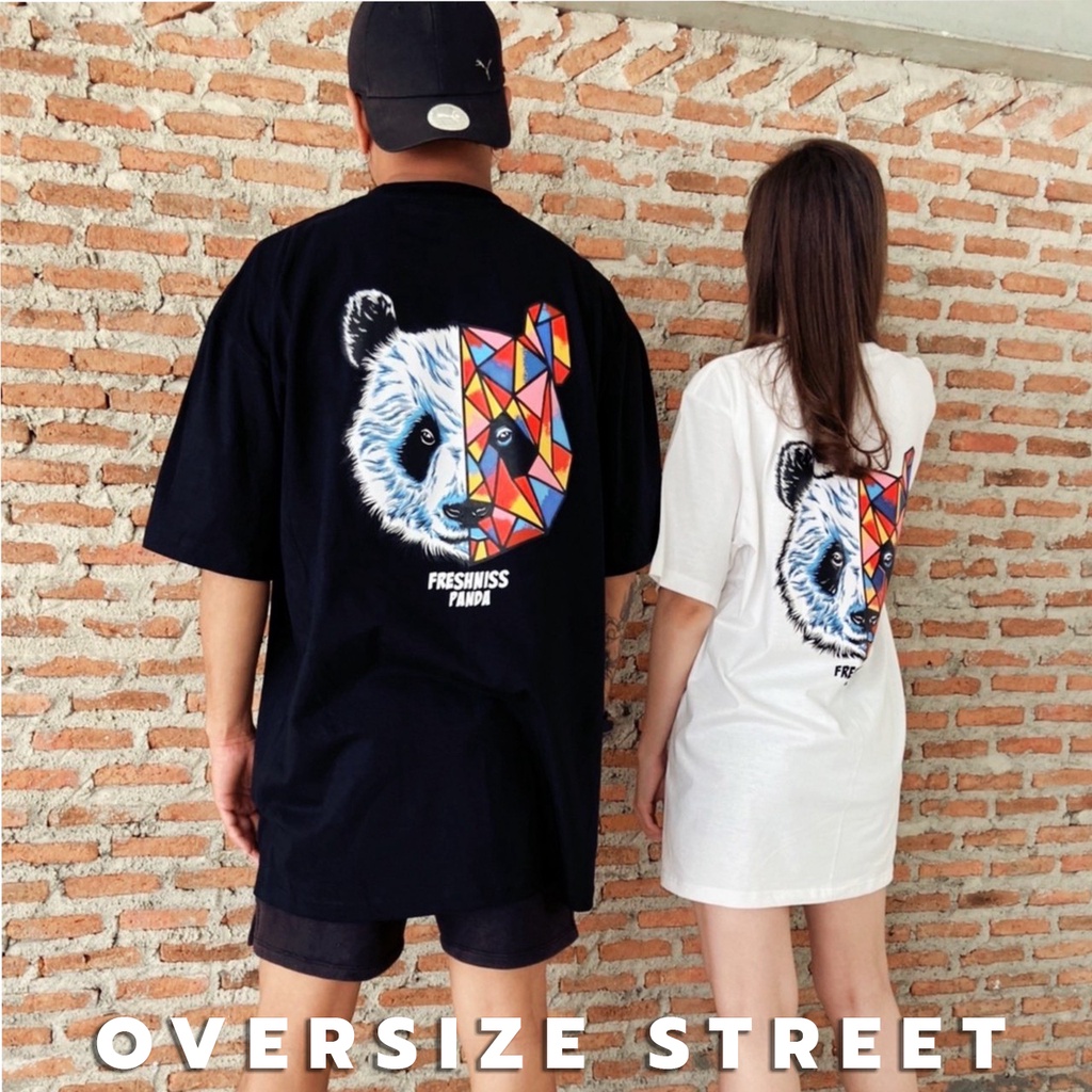 เสื้อยืดผ้าฝ้ายแขนสั้นเสื้อยืดลายยอดฮิต-panda-oversize-เนื้อคอตตอน-usa-พร้อมส่ง-ใส่คู่ใส่เดียวก็เท่