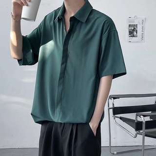 ☆Cpeic★【M-2XL】เสื้อเชิ้ตแขนสั้นลําลอง ทรงหลวม ระบายอากาศ ใส่สบาย แฟชั่นฤดูร้อน สไตล์เกาหลี สําหรับผู้ชาย