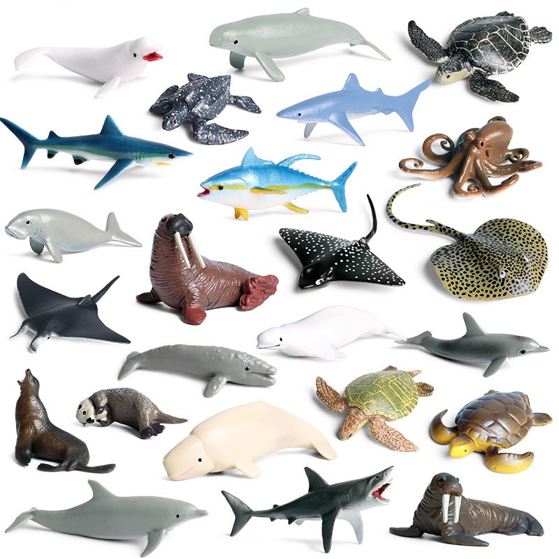 รูปภาพสินค้าแรกของโมเดลของเล่น รูปสัตว์ทะเลจำลอง ขนาดเล็ก เบลูก้า วาฬสเปิร์ม ฉลามสีน้ำเงิน ปลาโลมา การตกแต่งภูมิทัศน์ตู้ปลา ขนาดเล็ก 20 ชิ้น
