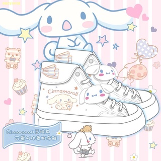 Spot 💮🔥Yugui dog cute Japanese sweet high-top canvas shoes girls casual round toe small white shoes big toe shoes