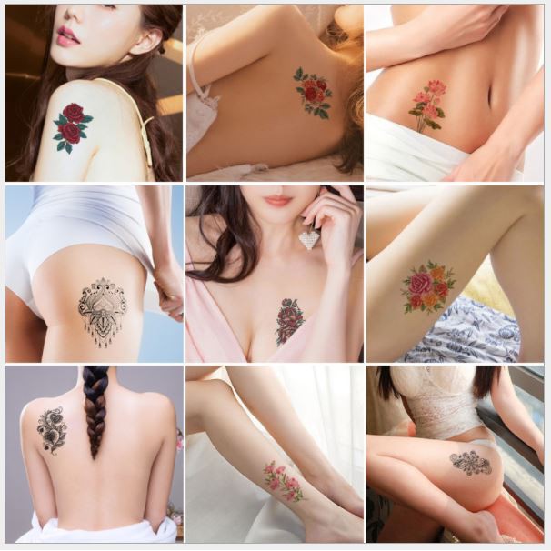 แทททู-รอยสักชั่วคราว-sticker-tattoo-รูปดอกไม้-ชุดที่-1
