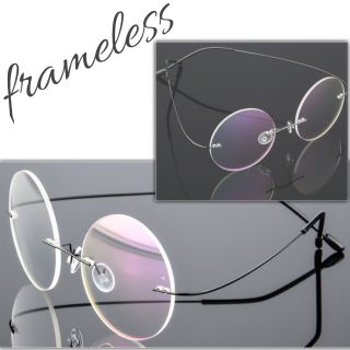 🤠 กรอบแว่นตา รุ่นไร้ขอบ frameless กลม-กลม 46 x 46 เบา เด้ง กาง360 องศา แว่นตา