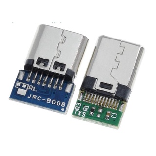 อะแดปเตอร์ซ็อกเก็ตเชื่อมต่อ USB 3.1 Type C 12 24 Pins ตัวเมีย ตัวผู้ เป็นสายบัดกรี และสายเคเบิล 24 Pins รองรับบอร์ด PCB 10 ชิ้น