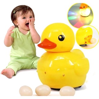 ของเล่นเป็ดน้อย ของเล่นมีเสียงเพลง เดินได้ มีไฟ ออกไข่ได้ รุ่น Rubber Duck happy Life-15Nov-J1