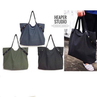 HEAPER large tote  กระเป๋า unisex canvas bag สายหนัง PU สะพายไหล่