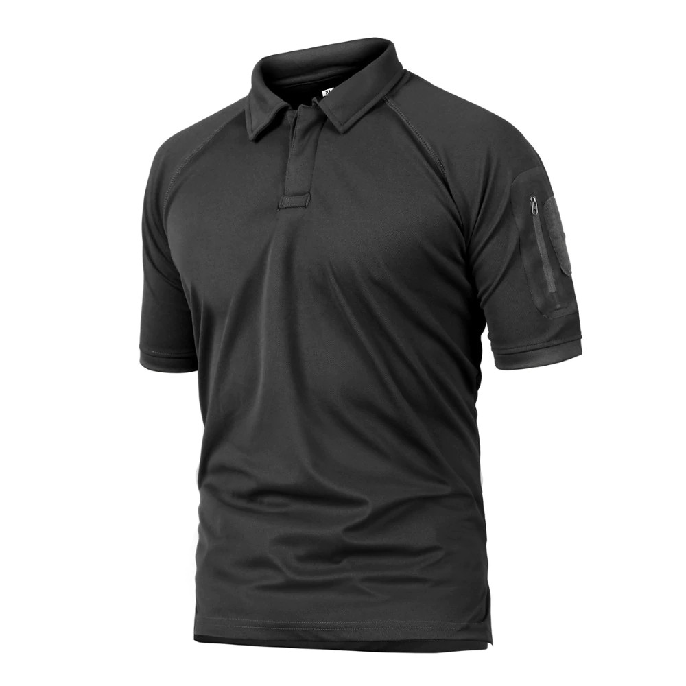 เสื้อโปโลแทคติคอล-เสื้อโปโลภาคสนาม-สีดำ-ผ้าแห้งไว-สไตลแทคติคอล