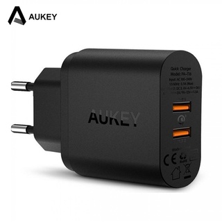 Aukey PA-T16 MAX 36W PD อะแดปเตอร์ชาร์จเร็ว เอาท์พุต 2 พอร์ต Type C QC3.0 สําหรับ xiaomi USB C ปลั๊ก EU