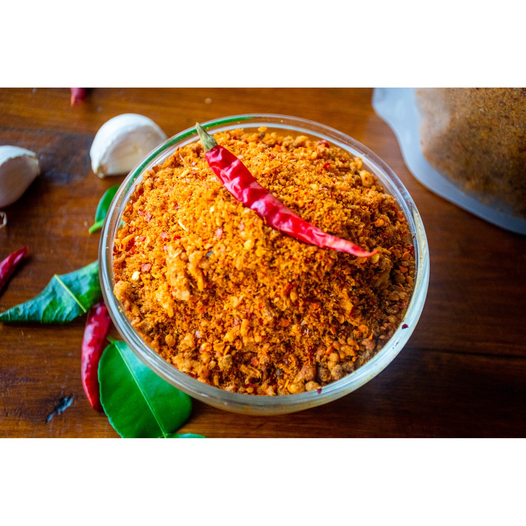 😀 25g น้ำพริกปลาย่าง อกไก่ กากหมู แมงดา ซองเล็กสำหรับมื้อเดียว - 4