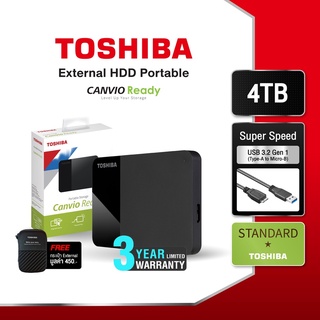 ภาพขนาดย่อของสินค้าToshiba External HDD (4TB) USB 3.2 SuperSpeed รุ่น (Canvio Ready B3) 2.5" ฮาร์ดดิสพกพา (TSB-HDTP340AK3CA)