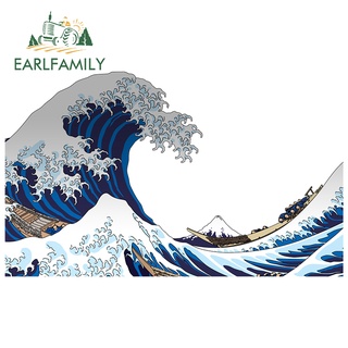 Earlfamily สติกเกอร์กันแดด ลายกราฟฟิตี้ Kanagawa Vaporwave Aquaflask 13 ซม. x 7.9 ซม. สําหรับติดตกแต่งรถยนต์ แล็ปท็อป